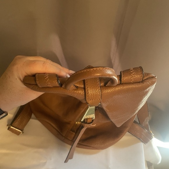 Aimee Kestenberg Tamitha Full Size Pebbled Leather Backpack Purse Carmel Brown - Picture 15 of 16